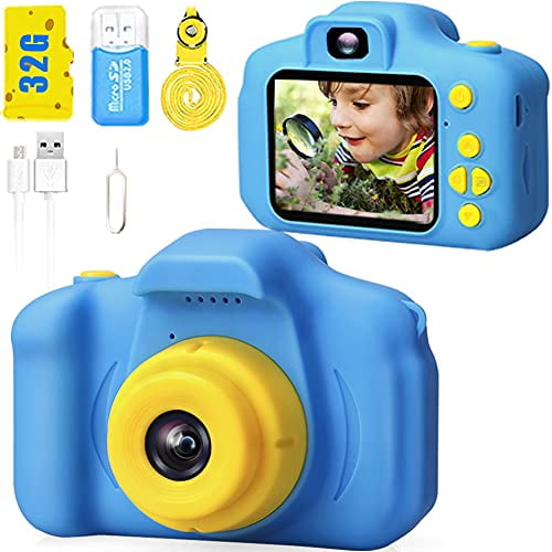 Video Recorder Anti-Drop LEAMBE Kids Camera Toys Gift for 3-10 Years Old Kids Digital Dual Camera with 32GB SD Card Suitable for Birthaday & chiristmas White 