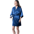 thumbnail image 2 of Elegani Bridal Satin Kimono Short Robe for Women - Soft, Stylish, and Comfortable, Sapphire Navy (Large), 2 of 2