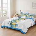 thumbnail image 2 of Twin XL Quilt Set 68''x98'', Summer Lemon Lightweight Bedspread Coverlet Set with 2 Pillow Shams, Pastoral Tropical Fruit Botanical Striped Breathable All Season Quilt Bedding for Dorm/Guest Room, 2 of 9