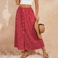 thumbnail image 5 of POIUYTR Summer High Waist Skirts for Women Button Slit Ditsy Floral Long Skirt Casual Vacation Skirts, 5 of 6