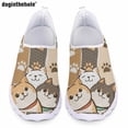 thumbnail image 1 of Doginthehole - Zapatos planos informales para mujer, de malla, ligeros, transpirables, sin cordones, con dibujos de cachorros, color blanco, 1 of 5