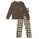 thumbnail image 1 of INSPIRAR CHIC Pijamas de Mujer de Manga Larga con Pantalones Conjuntos de Pijamas Familiares XS Niños Marrón, 1 of 5