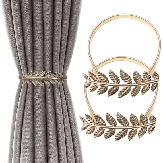 Dream Lifestyle 2 Pack Curtain Tiebacks, Vintage Leaf Design Curtain Holdbacks, Metal Drapery Tiebacks Decorative Curtain Buckle for Thin or Thick Home Office Window Curtains Draperies