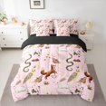 thumbnail image 2 of Manfei Cartoon Fox Owl Animal Bedding Comforter Set 7-Piece, Rustic Plant Botanical King Bedding Sets, Pink Bohemian Style Reversible Bed Sheets, Lightweight Room Decor, 2 of 7