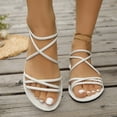 thumbnail image 3 of ZACPNCV Womens Plus Size Flat Gladiator Sandals Thin Strap Comfort Beach Shoes Summer, 3 of 6