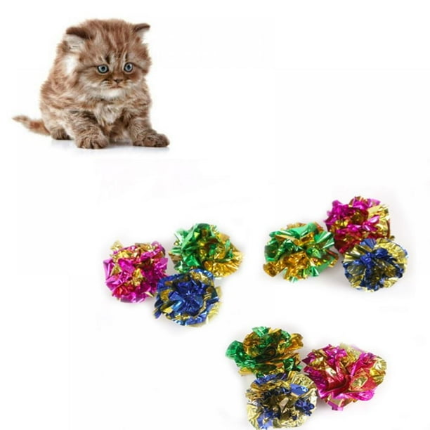 Clearance! 12 Pack Crinkle Balls Cat Toys Colorful Crinkle Foil Balls