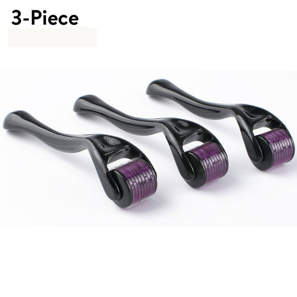 3Pcs Derma Roller Micro Needles Set, Titanium Micro Needling Roller, Derma Roller Skin Beauty Care Face Anti Aging Massage Tool Kit for Home, 540 Pins, 0.25mm, 0.5mm, 1mm, Black And Purple
