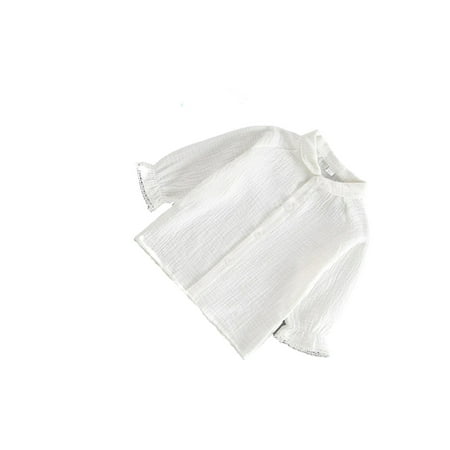 

Casual Solid Collar Blouse Long Sleeve White Baby Tops (Baby s)