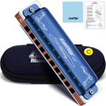 thumbnail image 1 of Harmonica East Top Diatonic Blues Key C, 10 agujeros con funda, 1 of 6