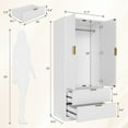 thumbnail image 5 of Lumiinofami 2 Door Armoire for Bedroom, Fluted Tall Wardrobe with 2 Drawers and Hanging Rod, Closet Storage Organizer, White, 5 of 10