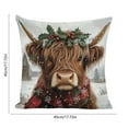 thumbnail image 3 of Christmas Highland Cow Pillow Cover – Multicolor Linen Look Faux 3D Printed Throw Cushion with Santa Hat Bull Design for Sofa Living Room Holiday Decor Fits 18x18 Insert, 3 of 6