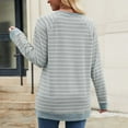 thumbnail image 6 of ShomPort Womens Striped Long Sleeve Shirts Cotton T-Shirt Loose Crew Neck Tunic Tops Fall, 6 of 8