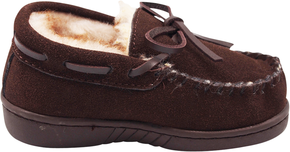 NORTY Toddler Boys Girls Unisex Suede Leather Moccasin Slippers Chocolate Brown - image 2 of 4