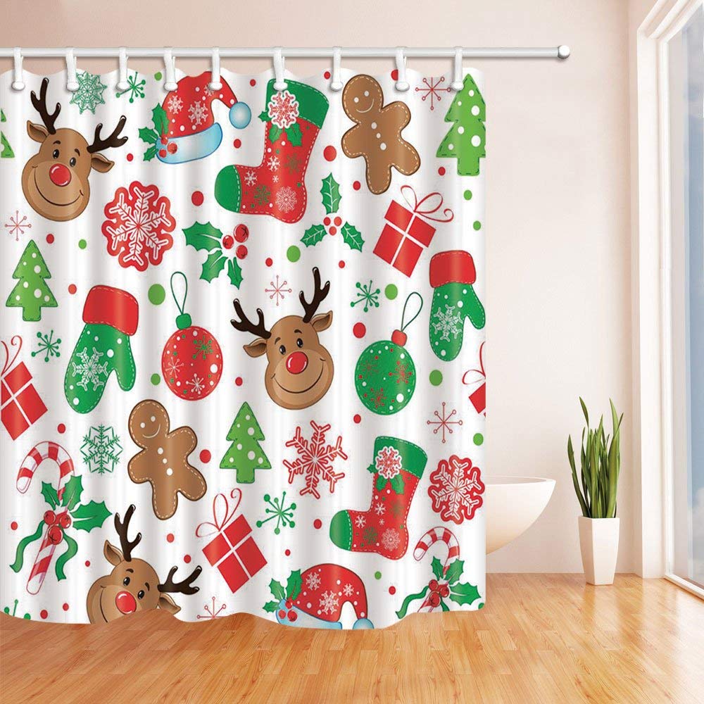 Artjia Christmasfor Reindeer With Gingerbread Man Polyester Fabric