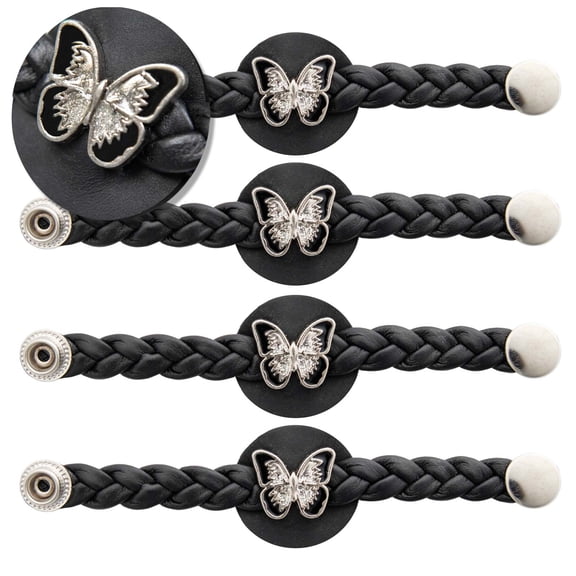 Milwaukee Leather Biker Vest Extender Set - 4 Piece Double Chain Extenders with Medallion Design Options 4 Inch