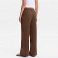 thumbnail image 3 of Wide Leg Pants for Women Casual Flowy Crepe Trousers Wrinkle Free Relaxed Fit Lounge Work Business with Pockets Brown L, 3 of 3