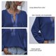 thumbnail image 3 of Blusa de manga larga para mujer, holgada, informal, elegante, de color puro, con bolsillo para el trabajo diario, azul marino S, 3 of 4