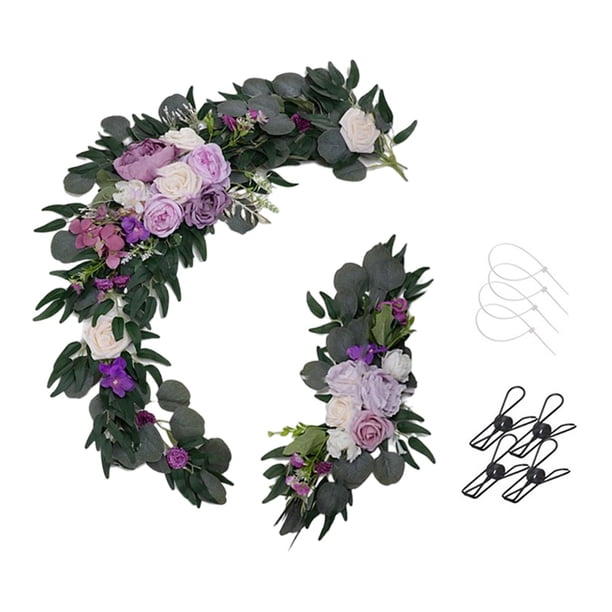Kit de 2 arcos de flores artificiales para bodas, guirnaldas de flores para arreglos florales. Violeta