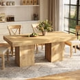 thumbnail image 4 of Fnova 39" Small Square Dining Table for 4, Wooden Kitchen Coffee Table with Sturdy Pedestal Base for Dining Room, Kitchen, Apartments, Light Brown, 4 of 8