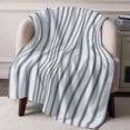 thumbnail image 3 of Throw Blanket for Couch Blue Stripe Soft Fleece Flannel Blankets Cozy Lightweight Blanket for Home Sofa Living Room Vertical Striped Bed Throws 30" x 40", 3 of 9
