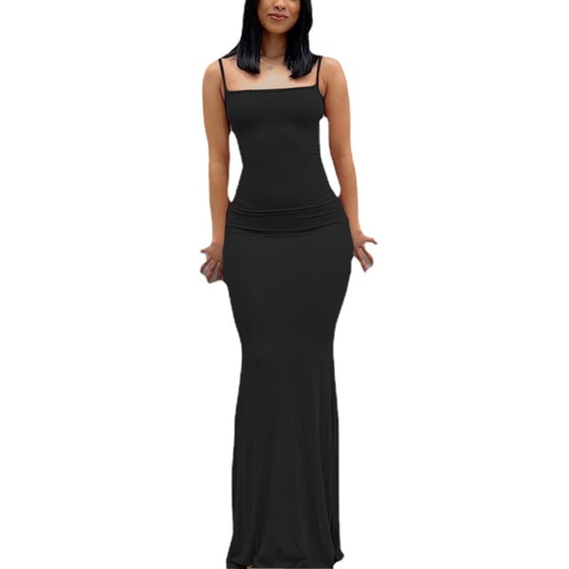 Vestido de fiesta sexy para mujer con tirantes finos, vestido largo ajustado