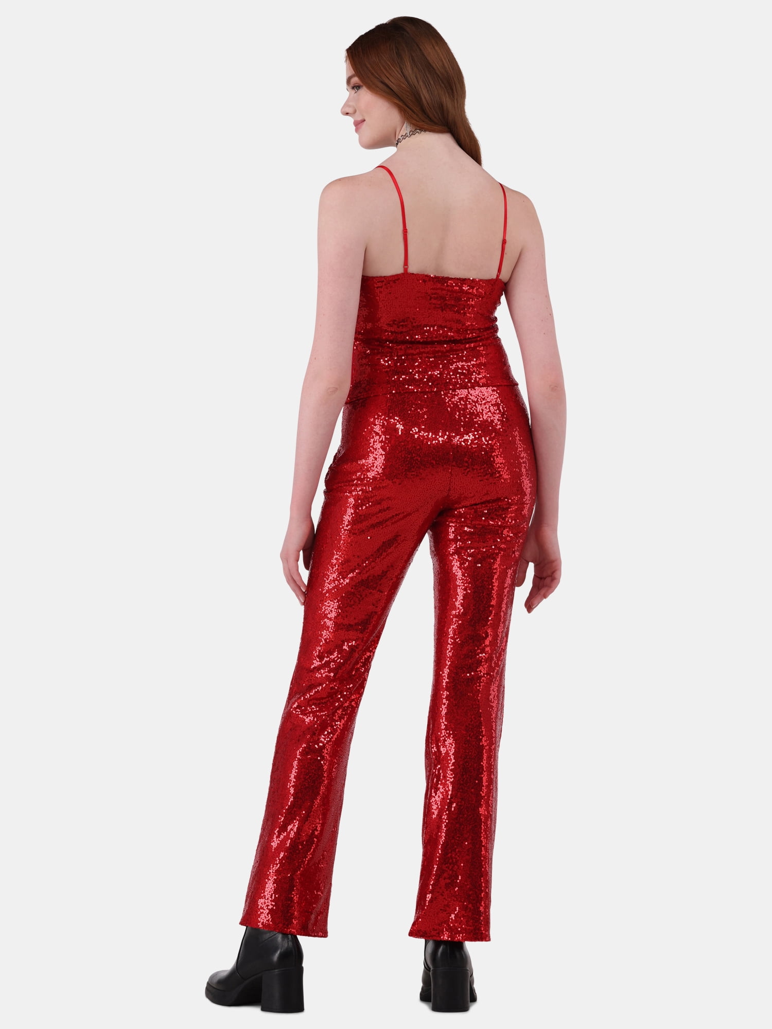 No Boundaries Sequin Crop Top & Flare Pants Set, 2-Piece, Women's