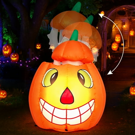 Zimtown 4 FT Halloween Inflatables Moving Pumpkin Man Decoration Outdoor Halloween Decor