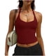 thumbnail image 2 of TaTaai Women's Casual Backless Tank Top Halter Neck Spaghetti Strap Crew Neck Solid Color Vest Soft Lightweight Spring Summer Daily Beach Wear Gift, 2 of 9