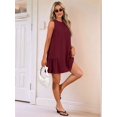 thumbnail image 6 of Womens Cute Dress A-Line Round Neck Dress Sleeveless Wine Red XL, 6 of 7