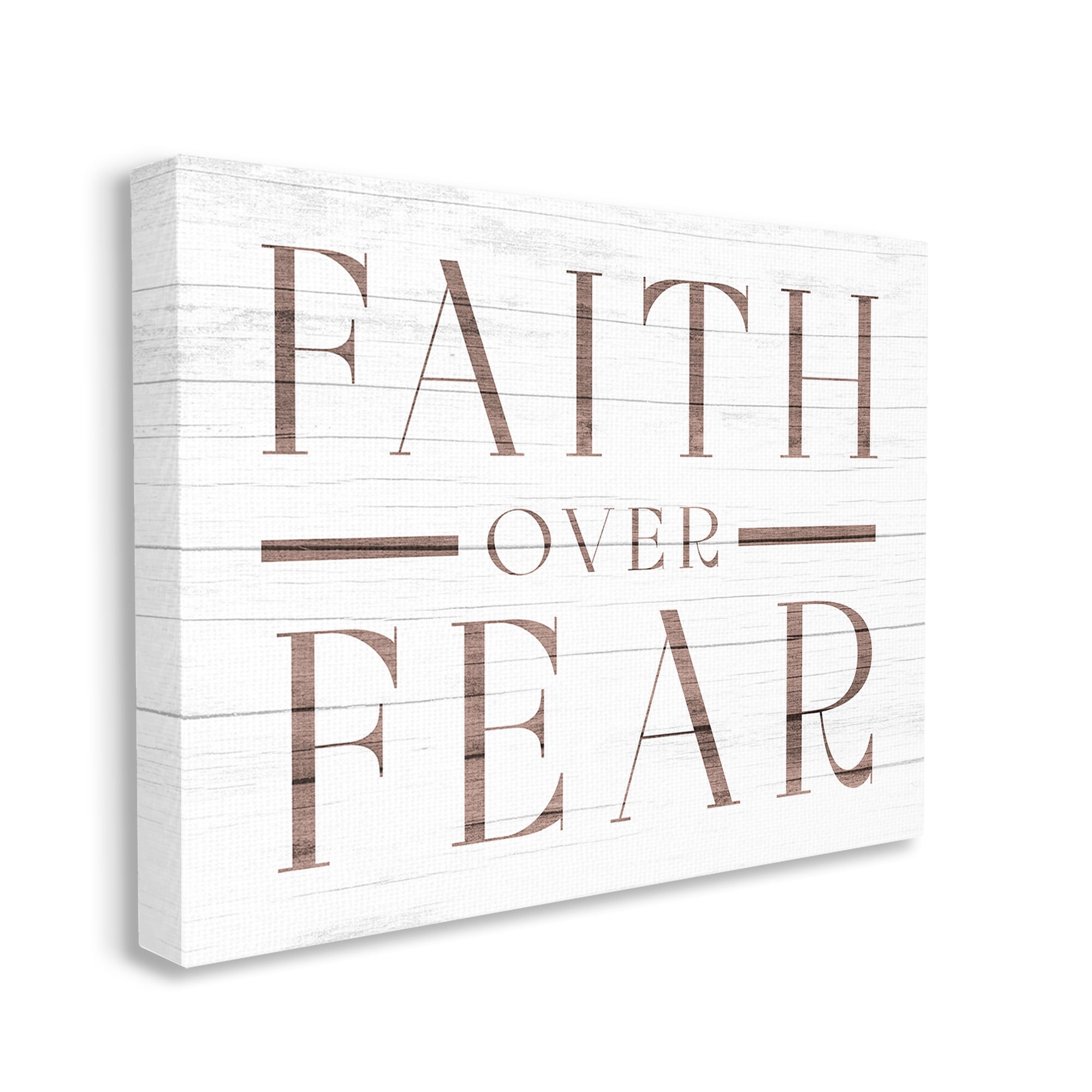 Stupell Industries Rustic Faith Over Fear Religious Painting Gallery Wrapped Canvas Art Print Wall Art, 40 x 30