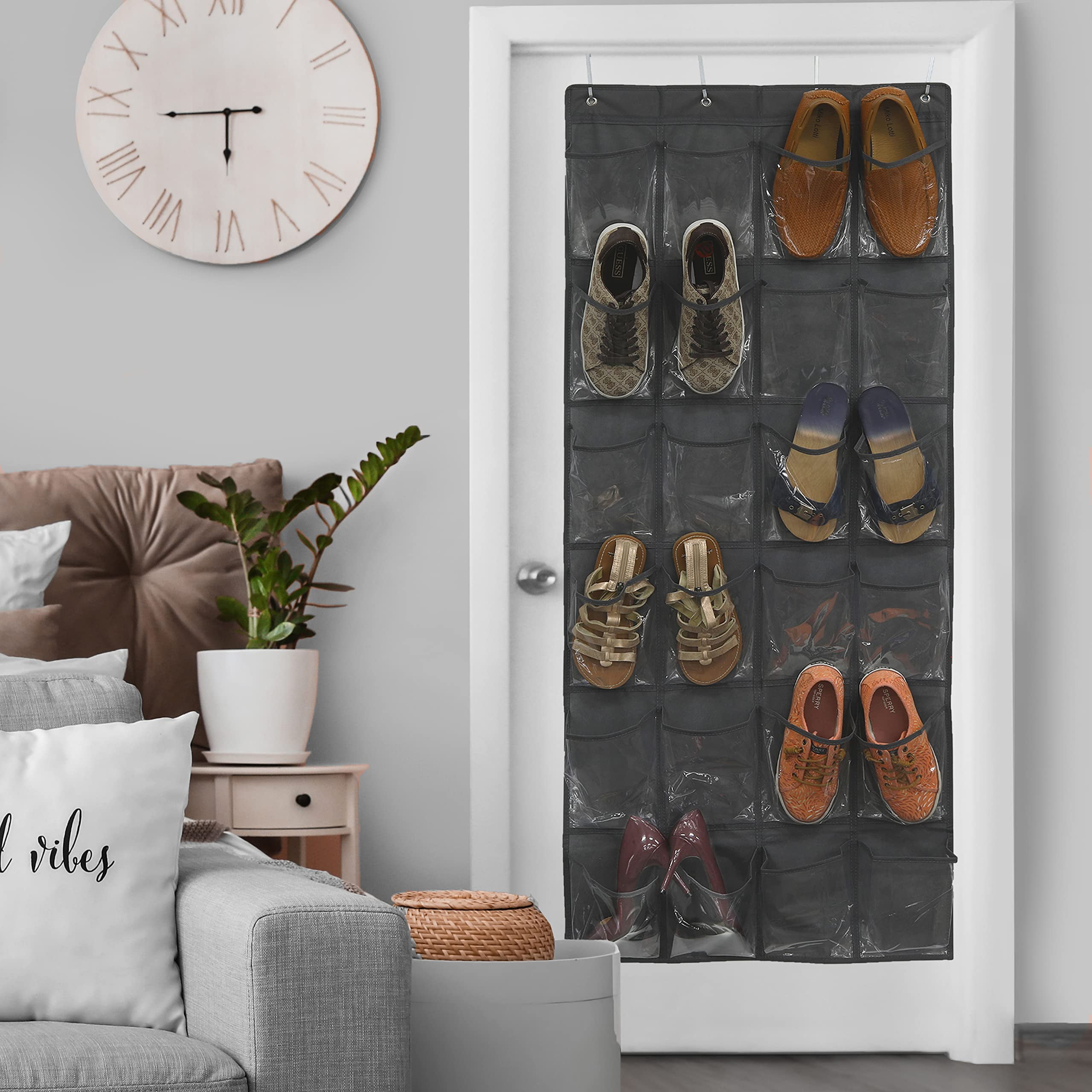 Simple Houseware Mesh Over Door Hanging Shoe Organizer 12 Large Pockets 2 Pack Grey Walmart