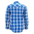 thumbnail image 2 of Men’s Western Pearl Snap Button Down Casual Long Sleeve Plaid Cowboy Shirt (#29 Blue/White/Black, 2XL), 2 of 3