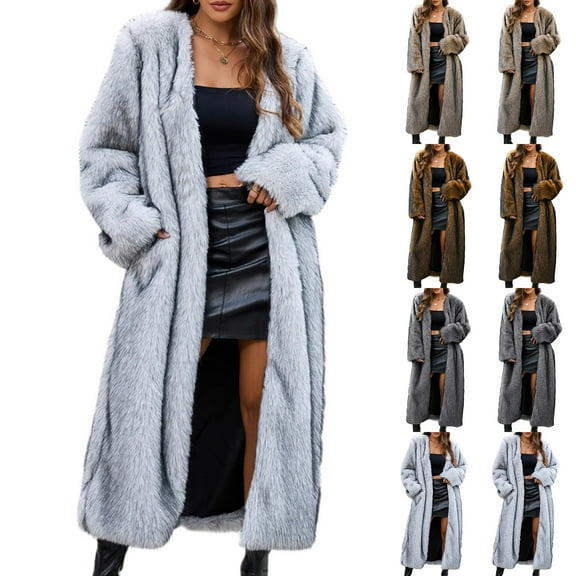 Women's Fashion Plush Jacket Casual Solid Color Long Sleeve Cardigan Long Coat for Luxury Style, Winter Occasions, and Festive Celebrations,Camel,L