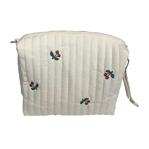Bolsa organizadora bonita de algodón acolchado, bolsa de pañales pequeña para bebé, bolsa de cosméticos portátil, bolso de mamá para cochecito para , Cereza