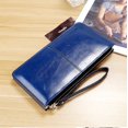 thumbnail image 4 of Cartera larga para mujer Cartera para mujer Cartera con hebilla y cremallera Cartera de piel con cera de aceite de gran capacidad estilo coreano, 4 of 5