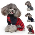 thumbnail image 3 of Pet Warm Pajamas With Sleeves Soft Comfortable Stripe Colorblocking Outfit For Dogs And Cats, 3 of 8