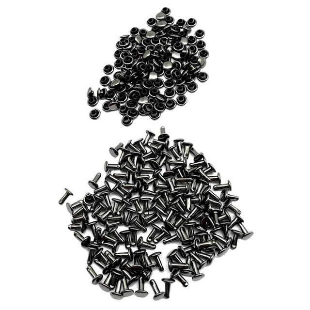 100 Sets Metal Rivets Rivet Leather Craft 6x10mm - Bronze, 6x10mm Grey Black