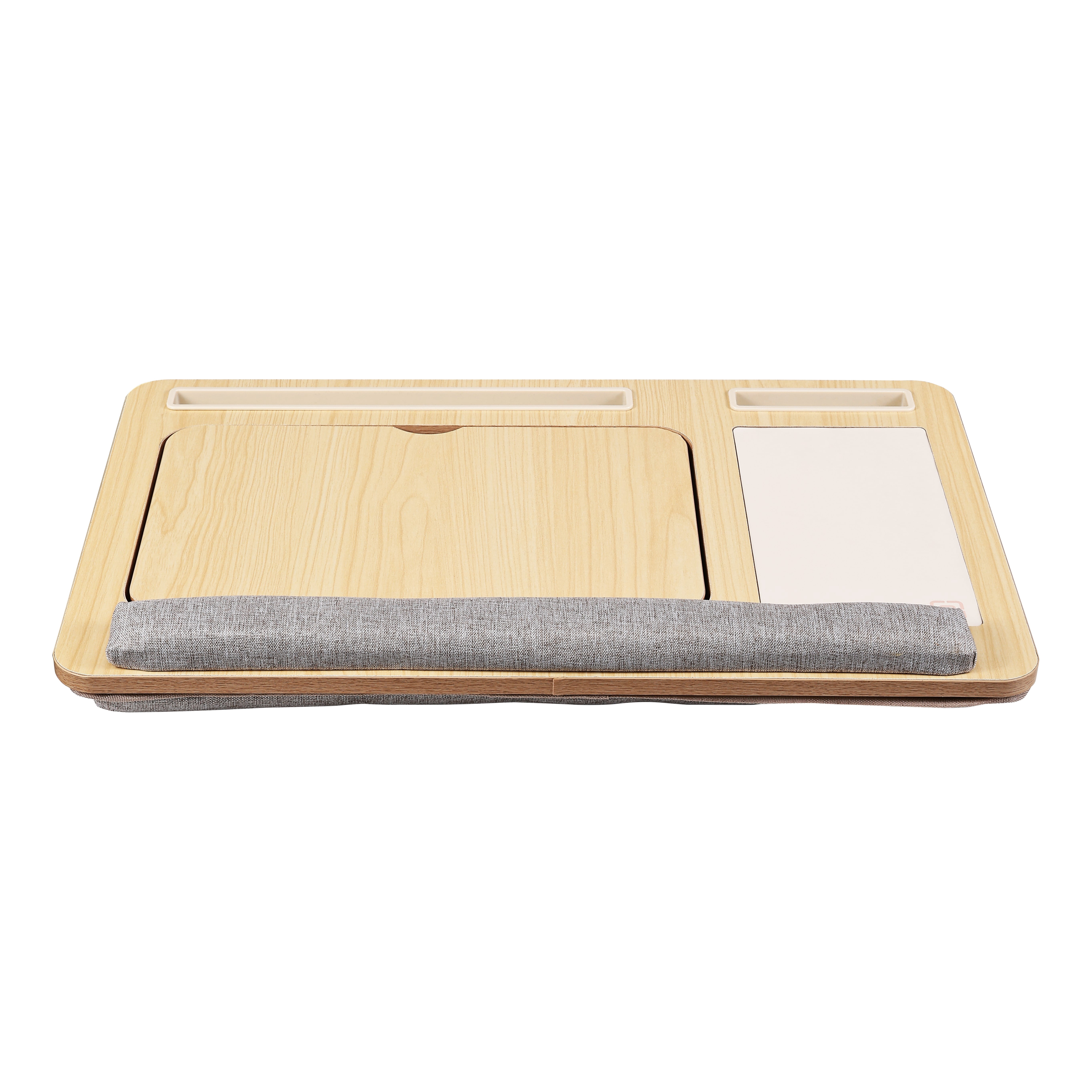 Incipio Portable Lap Desk Workstation with Cushion Base & Carry Handle, Built-in Mouse Pad, Tablet & Phone Holder Slots, Adjustable Laptop Stand for Bed, Couch & Office Use-Oak