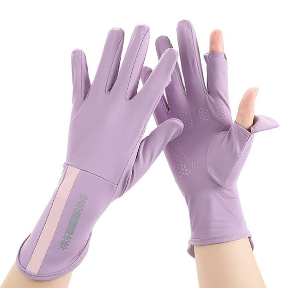 1 Pair Anti-slip Silicone Opening Fingertip Extended Wrist Sunscreen Gloves Sunscreen Ice Silk Unisex Thin Gloves for Fishing