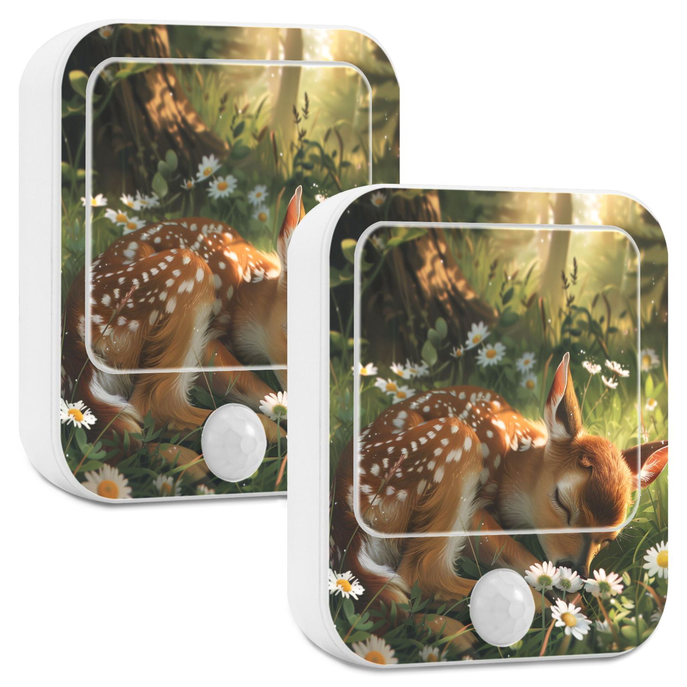 Baby Deer Night Lights Plug into Wall LED with Auto Light Sensor Warm Light for Kids Hallway Bedroom Living Room Kitchen Bathroom Set of 2
