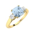 thumbnail image 2 of 6MM Square Shape Aquamarine 925 Sterling Silver Gold Vermeil Women Trilogy Ring, 2 of 2