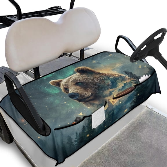 Whosucclay Forest Bear Golf Cart Seat Cover, Anti-Slip All-Weather Protection Durable Golf Cart Seat Towel Blanket for EZGO Club Car Yamaha, 52.36" x 32.28"