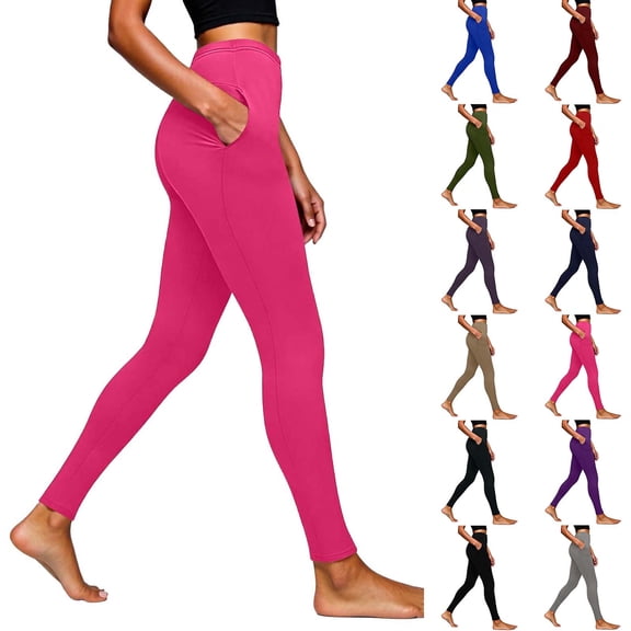 TGPMGRZ High Waisted Leggings with Pockets for Women Elastic Waisted Solid Yoga Pants Leggings Tight Petites Comfort Green Size XXL
