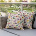 thumbnail image 4 of Colorful Floral Pillow Covers 2 Pack Watercolor Purple Yellow Blue Pink Flowers Linen Texture Pillowcase Waterproof Outdoor Throw Pillow Cover for Patio Garden Square Cushion 26”x26”, 4 of 9