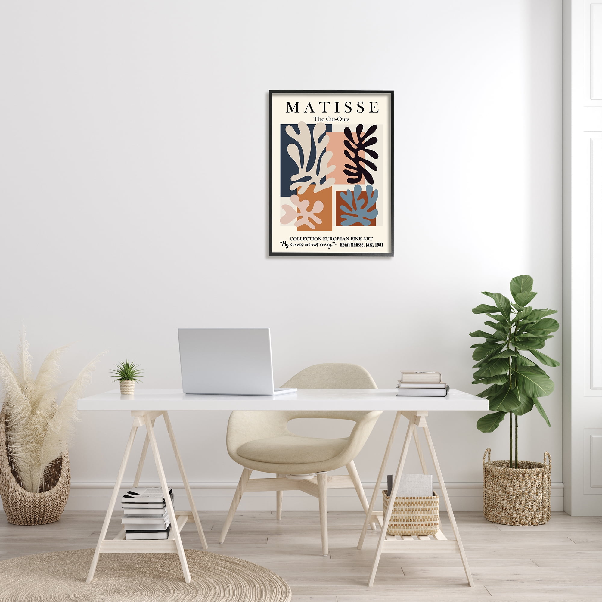 Stupell Industries Matisse Traditional Jazz Abstract Cut Out Forms Modern Painting Black Framed Art Print Wall Art, 24 x 30, Design by Ros Ruseva