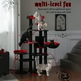 thumbnail image 3 of Pefilos 59" Multi-Level Cat Tree House with Large Hammock, Scratching Post, 2 Perches, Cat Tower with 3 Removable Pompom Sticks, Cat Condo, Black, 3 of 7