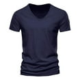 thumbnail image 5 of MIXUE Shirts For Men Summer Solid Color V Neck Short Sleeve Casual Pullover Tops T Shirts Daily-Wear,Blue,XXXXXL, 5 of 5