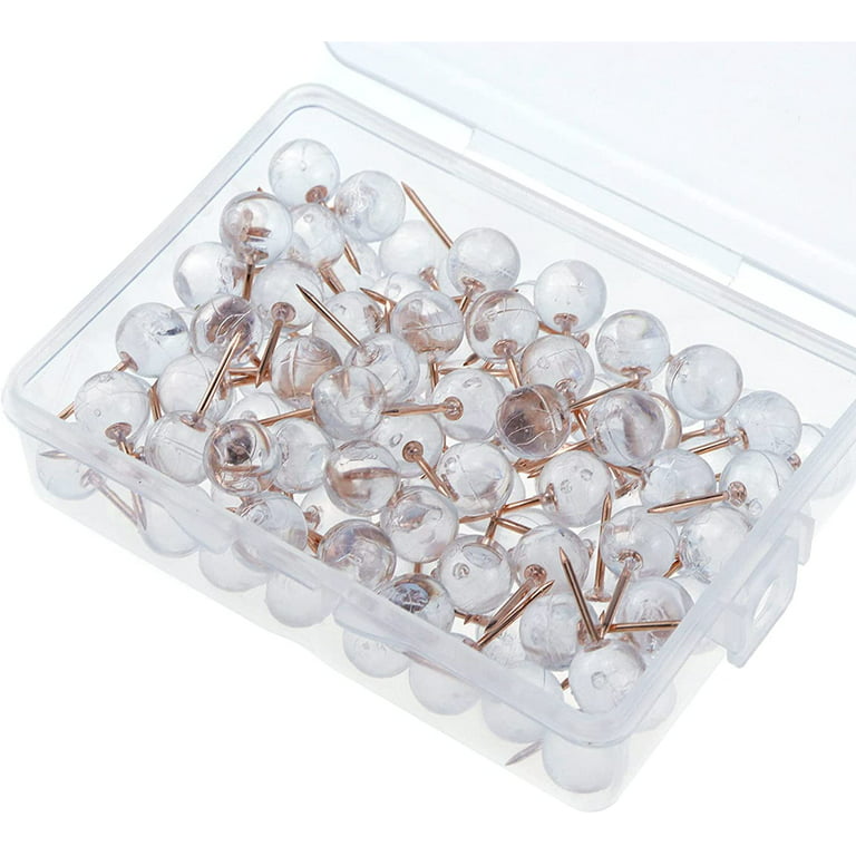 Visland 100pcs Push Pins, Rose Gold Map Thumb Tacks, Large Size Pins Steel Point Plastic Round Head for Bulletin Cork Board,DIY Craft Home Office Use