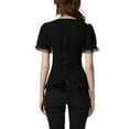 thumbnail image 3 of MODA NOVA Victorian Shirt for Juniors Sweetheart Neck Puff Short Sleeve Lace Up Gothic Blouse, 3 of 5