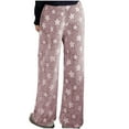 thumbnail image 4 of ZVNAΖH Womens Plush Pajama Pants Straight Leg Lounge Pants Star Printed Sleep Pants Winter Home Pants, 4 of 7